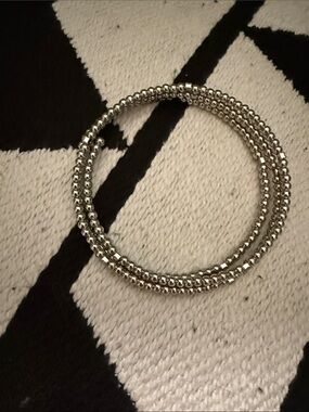 Silver Beaded Coil Bracelet - Women Jewelry
